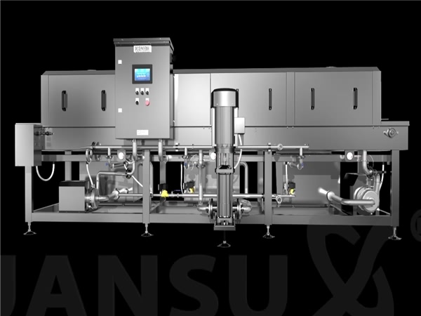 供應洗箱機，周轉(zhuǎn)箱清洗機，飯盒洗筐機，塑料盒清洗風干流水線