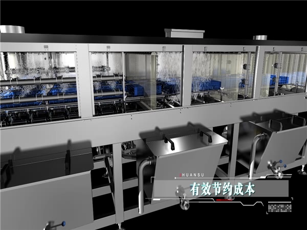 大型周轉(zhuǎn)箱清洗機，不銹鋼自動噴淋料筐清洗機，高溫殺菌清洗機