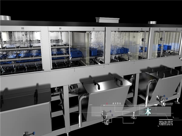 洗箱機，洗筐機，食品筐洗箱機，周轉箱清洗機，大型效率高洗箱機